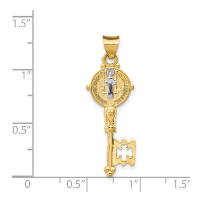 14K Yellow Gold St Benedict Cross Key Pendant – view 5