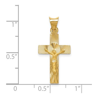 14K Yellow Gold Diamond-Cut Crucifix Pendant – view 5
