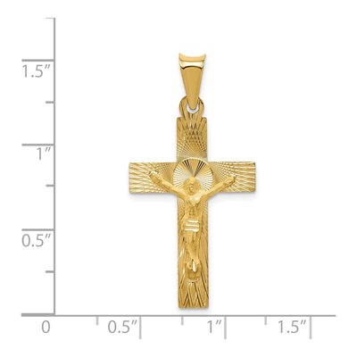 14K Yellow Gold Diamond-Cut Crucifix Pendant – view 5