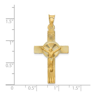 14K Yellow Gold Diamond-Cut Crucifix Pendant – view 5