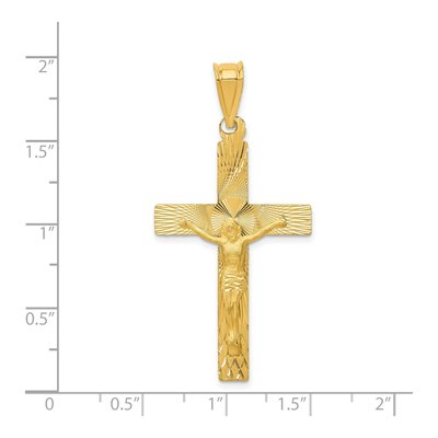 14K Yellow Gold Diamond-Cut Crucifix Pendant – view 4