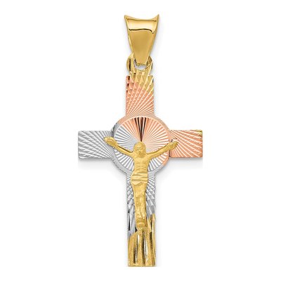 14K Yellow Gold Iona Crucifix Cross Pendant