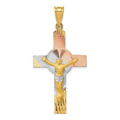 14K Yellow Gold Iona Crucifix Cross Pendant
