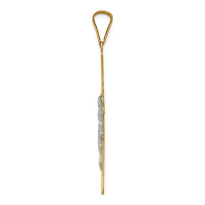 14K Two-Tone Gold Diamond-Cut Crucifix Cross Pendant – view 3
