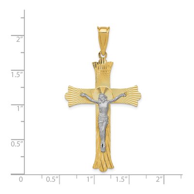 14K Two-Tone Gold Diamond-Cut Crucifix Cross Pendant – view 4