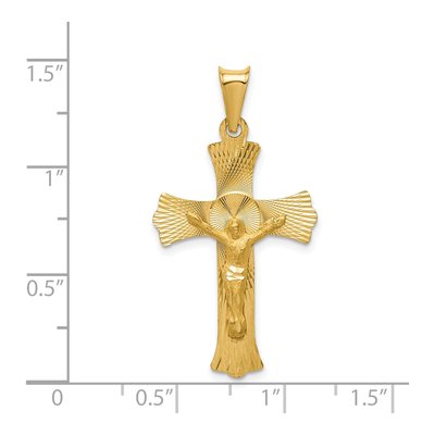 14K Yellow Gold Diamond-Cut Crucifix Pendant – view 5