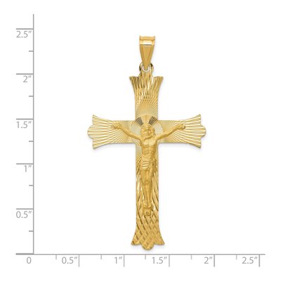 14K Yellow Gold Diamond-Cut Crucifix Cross Pendant – view 5