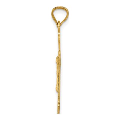 14K Yellow Gold Diamond-Cut Crucifix Pendant – view 3