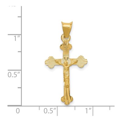 14K Yellow Gold Diamond-Cut Crucifix Pendant – view 4