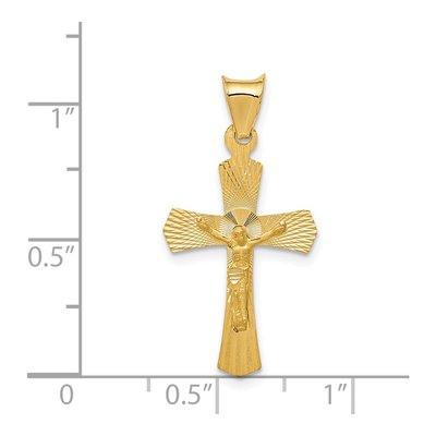 14K Yellow Gold Diamond-Cut Crucifix Pendant – view 4