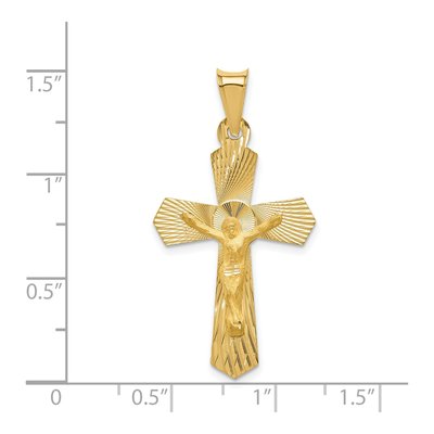 14K Yellow Gold Diamond-Cut Crucifix Pendant – view 5