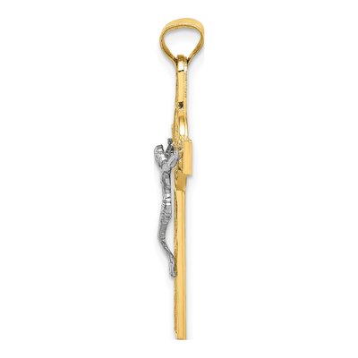 14K Two-Tone Gold Crucifix St Benedict Medal Pendant – view 3