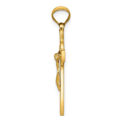 14K Two-Tone Gold Crucifix St Benedict Medal Pendant – view 4