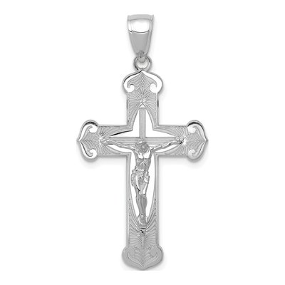 14K White Gold Crucifix Pendant