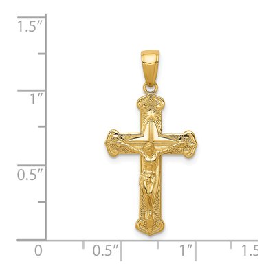 14K Yellow Gold Textured Crucifix Pendant – view 4