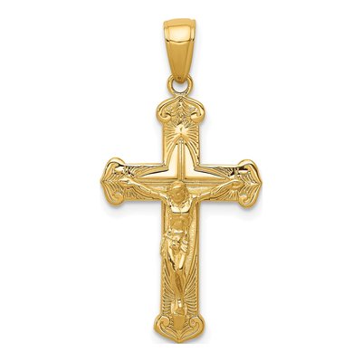 14K Yellow Gold Textured Crucifix Pendant