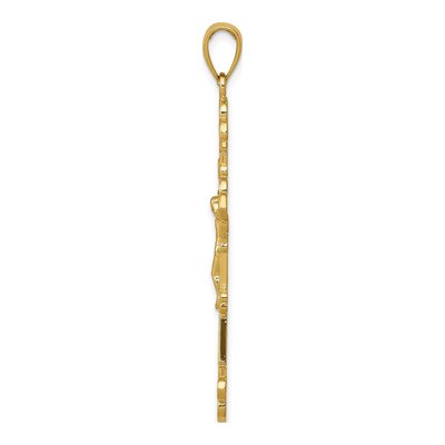 14K Yellow Gold INRI Crucifix Fleur de Lis Pendant – view 3