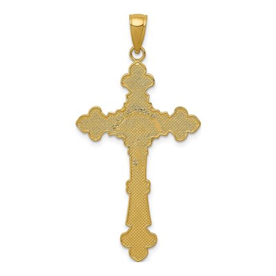 14K Yellow Gold INRI Crucifix Fleur de Lis Pendant – view 5