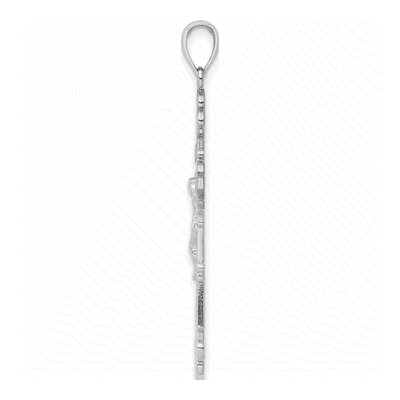 14K White Gold INRI Crucifix Fleur de Lis Pendant – view 3