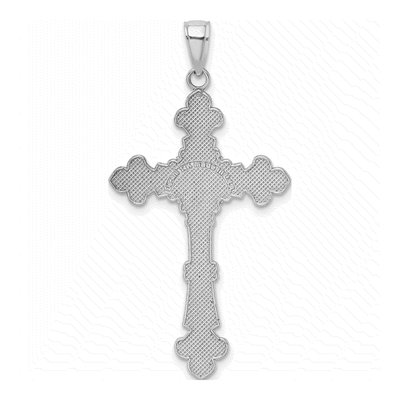 14K White Gold INRI Crucifix Fleur de Lis Pendant – view 4