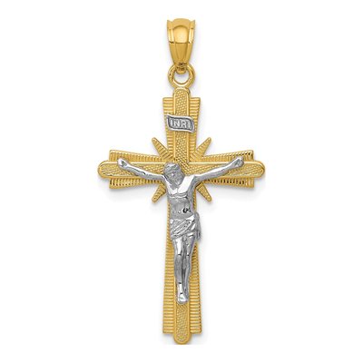 14K Two-Tone Gold Crucifix Pendant