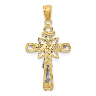 14K Two-Tone Gold Small Passion Crucifix Pendant – view 5