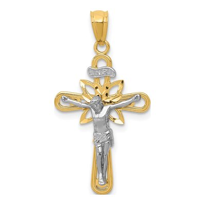 14K Two-Tone Gold Small Passion Crucifix Pendant