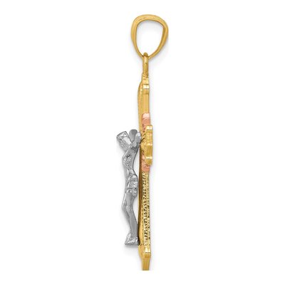 14K Tri-Color Gold Crucifix Pendant – view 3