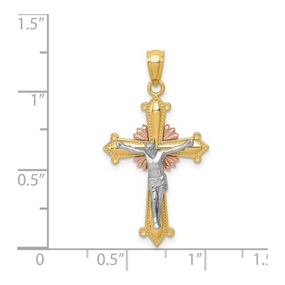 14K Tri-Color Gold Crucifix Pendant – view 4