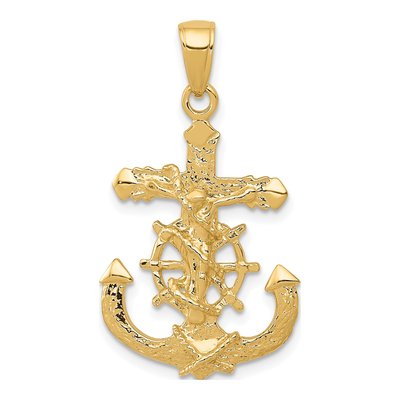 14K Yellow Gold Mariner Crucifix Pendant