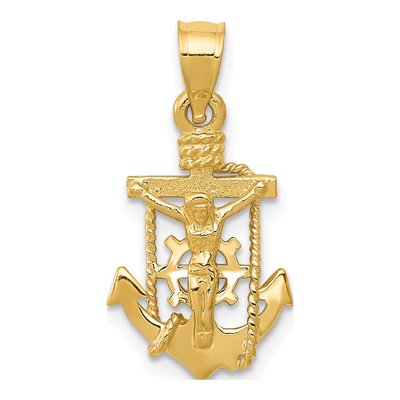14K Yellow Gold Mariner Crucifix Pendant