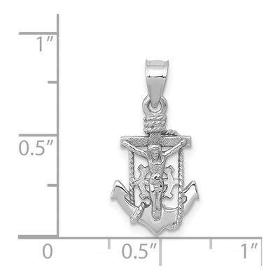 14K White Gold Mariner Crucifix Pendant – view 4