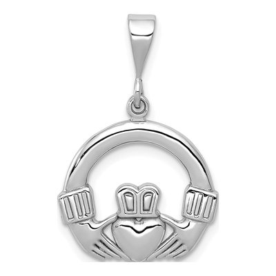 14K White Gold Claddagh Pendant