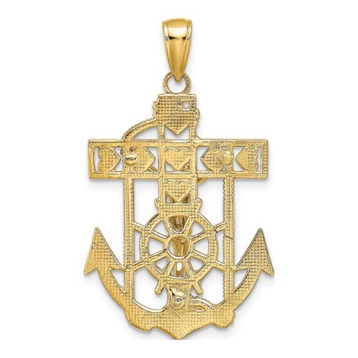 14K Yellow Gold Textured Mariners Crucifix Pendant – view 5
