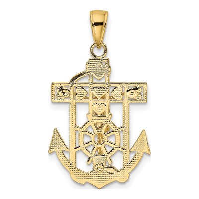 14K Yellow Gold Mariners Crucifix Pendant – view 4