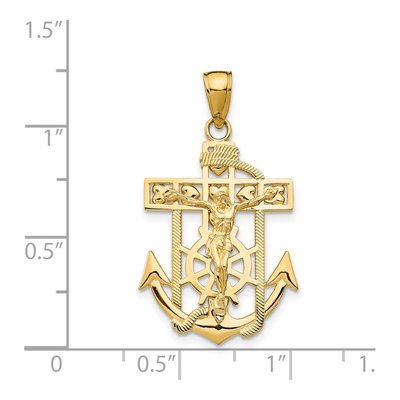 14K Yellow Gold Mariners Crucifix Pendant – view 5