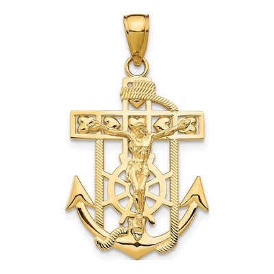 14K Yellow Gold Mariners Crucifix Pendant