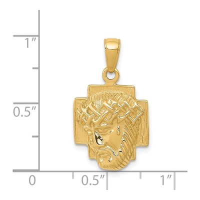 14K Yellow Gold Jesus Head Crown Pendant – view 4