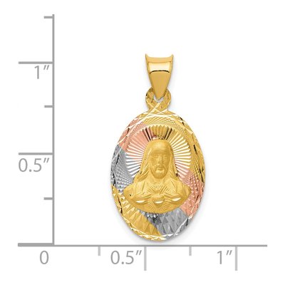 14K Yellow Gold Sagrado Corazon de Jesus Oval Pendant – view 4