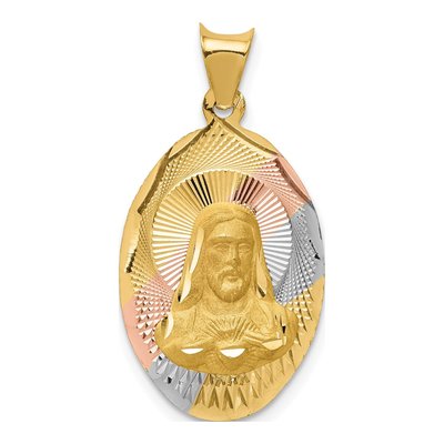 14K Yellow Gold Sagrado Corazon de Jesus Pendant