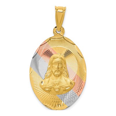14K Yellow Gold Sagrado Corazon Pendant