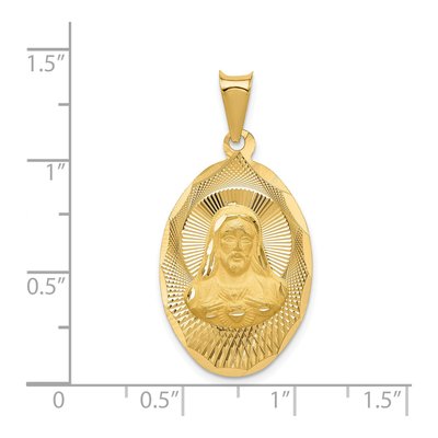 14K Yellow Gold Sagrado Corazon Oval Pendant – view 5