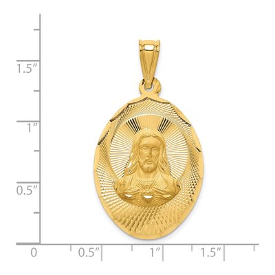 14K Yellow Gold Sagrado Corazon Oval Pendant – view 5