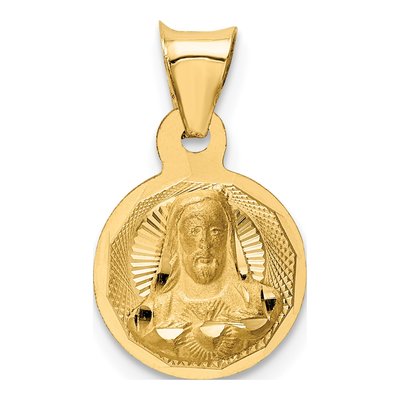 14K Yellow Gold Sagrado Corazon Pendant