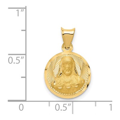 14K Yellow Gold Sagrado Corazon Round Pendant – view 4