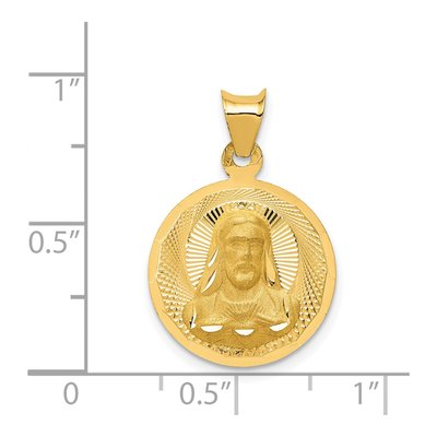 14K Yellow Gold Sagrado Corazon Round Pendant – view 4
