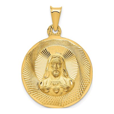 14K Yellow Gold Sagrado Corazon de Jesus Pendant