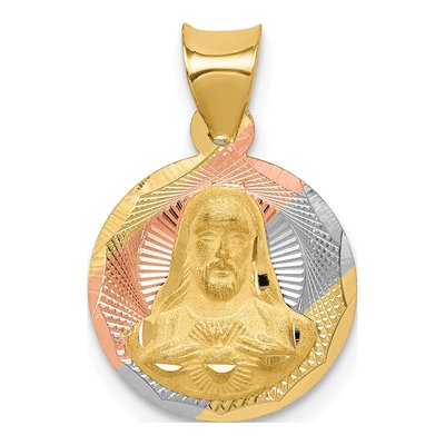 14K Yellow Gold Sagrado Corazon Pendant