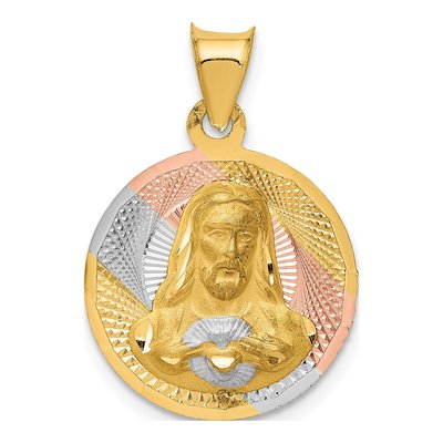 14K Yellow Gold Sagrado Corazon de Jesus Pendant