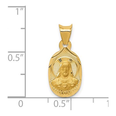 14K Yellow Gold Sagrado Corazon Oval Pendant – view 4
